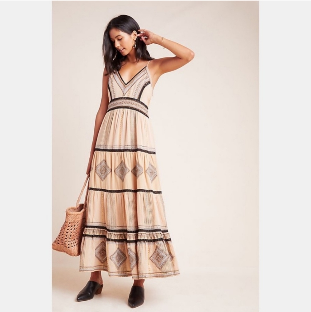 Anthropologie Robin Embroidered Maxi Dress size 4
